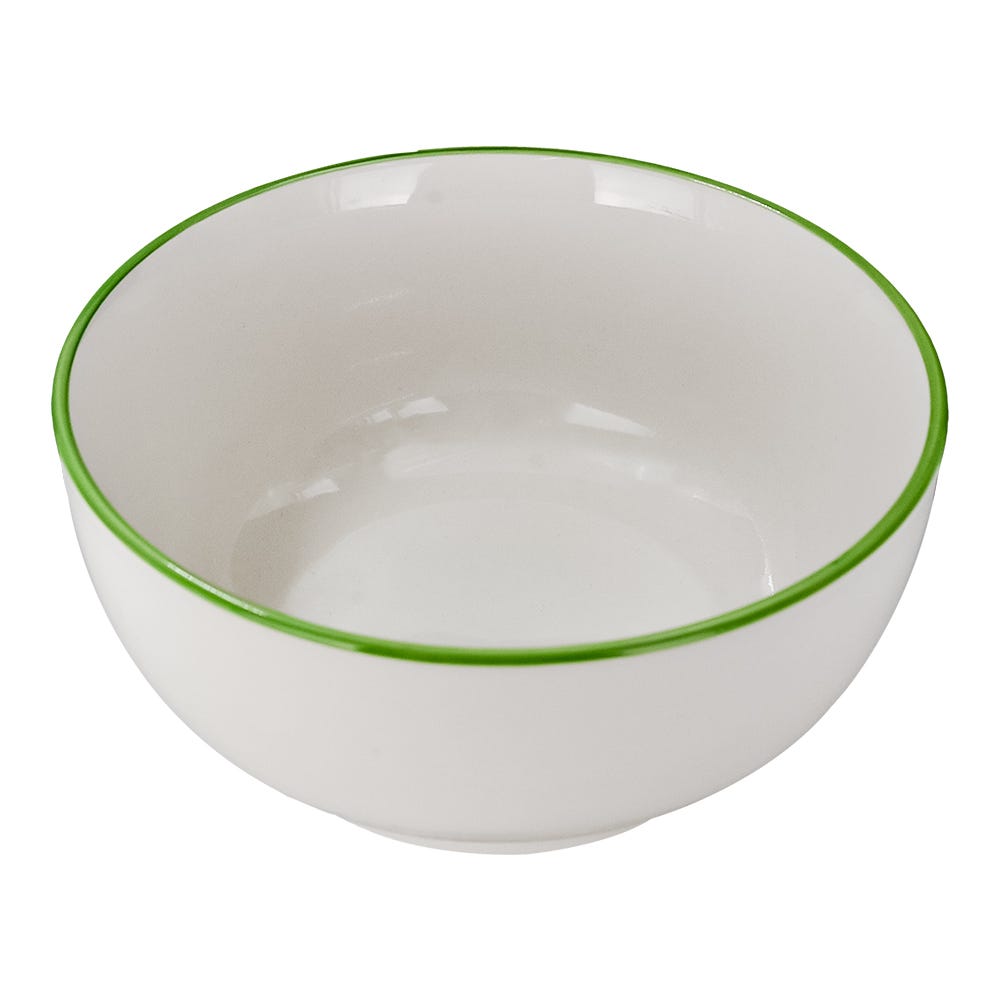 Tazón de porcelana 500 ml blanco con borde verde 2415-5131 Kaiser