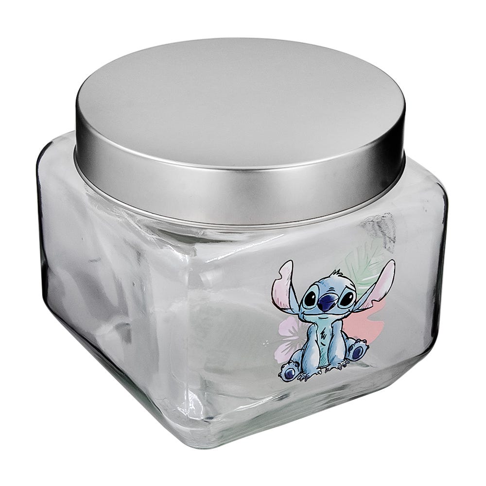 Frasco cuadrado de vidrio con tapa 800 ml Stitch ATDS5801 Fun Kids