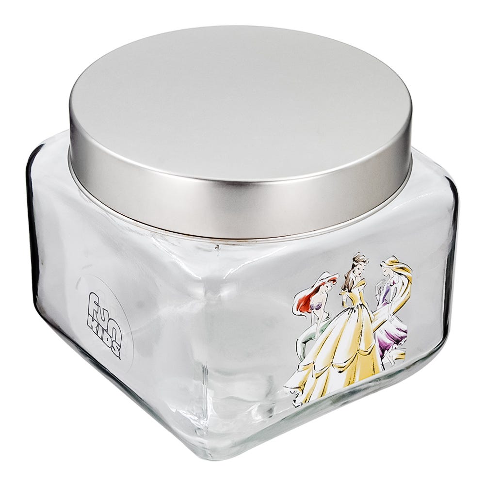 Frasco cuadrado de vidrio con tapa 800 ml princesas 2415-5332 Fun Kids