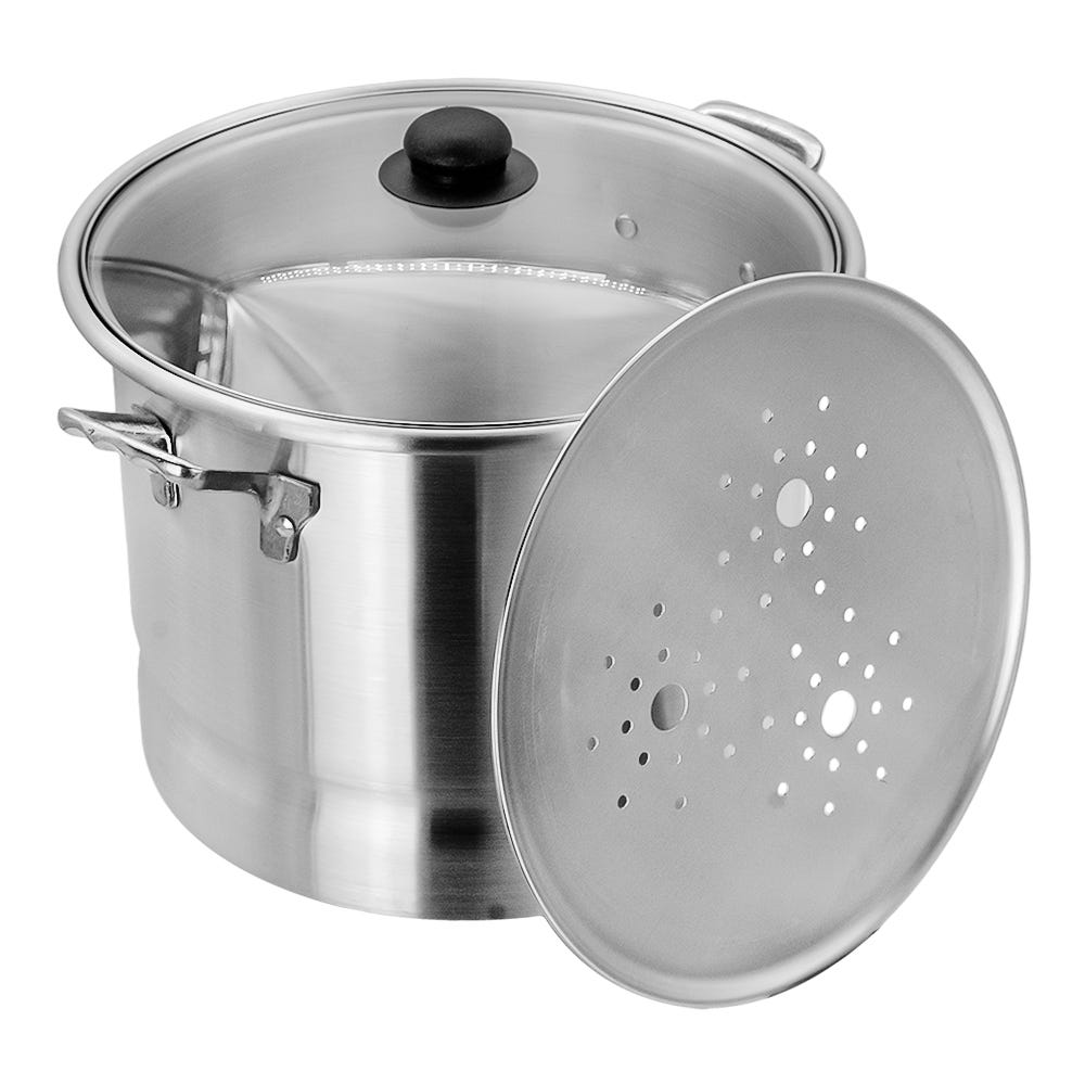 Vaporera de aluminio con tapa de vidrio 14.7 litros 6559-3 Lamex