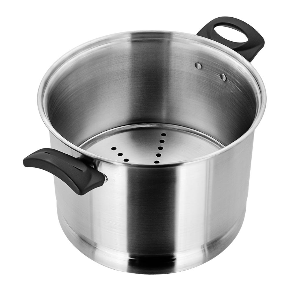 Vaporera alta de aluminio con tapa de vidrio 5.370 litros 6613-2 Lamex