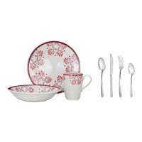 Mesa De Gala: Vajilla Sofía 9 piezas + Juego de cubiertos de 24 piezas Maya Möven