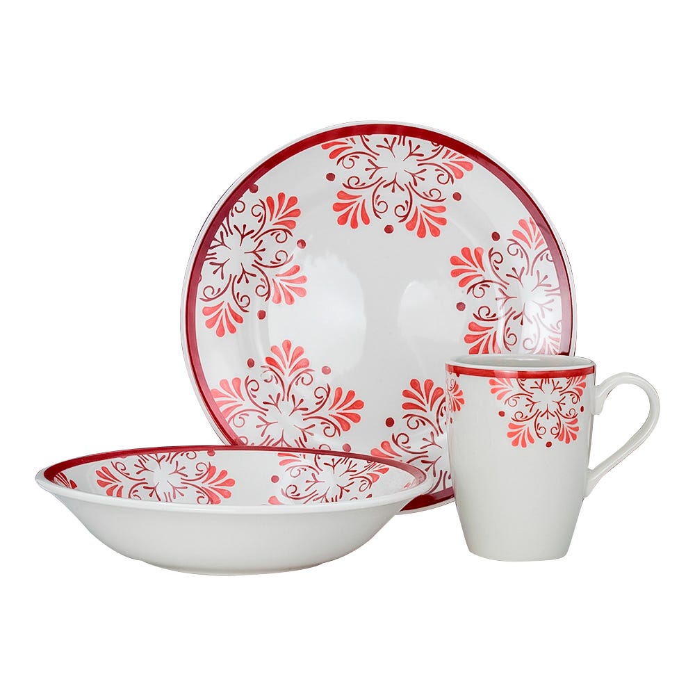 Comida Familiar: Vajilla Sofía 9 piezas + Juego de 8 vasos Pueblo Crisa