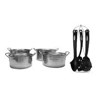 Horneado Perfecto: Juego de Ollas 8 piezas Hot Spot + Juego de 5 utensilios con base Qualité