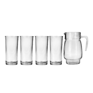 Pack Refresca tus días: Jarra de vidrio 1.6 L Kim Glass + 4 vasos cuberos 295 ml Lunita