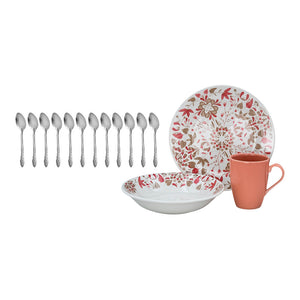 Pack Anfitrión estrella: Vajilla de 12 piezas Constanza Corona + Juego de cucharas 12 piezas Dekora