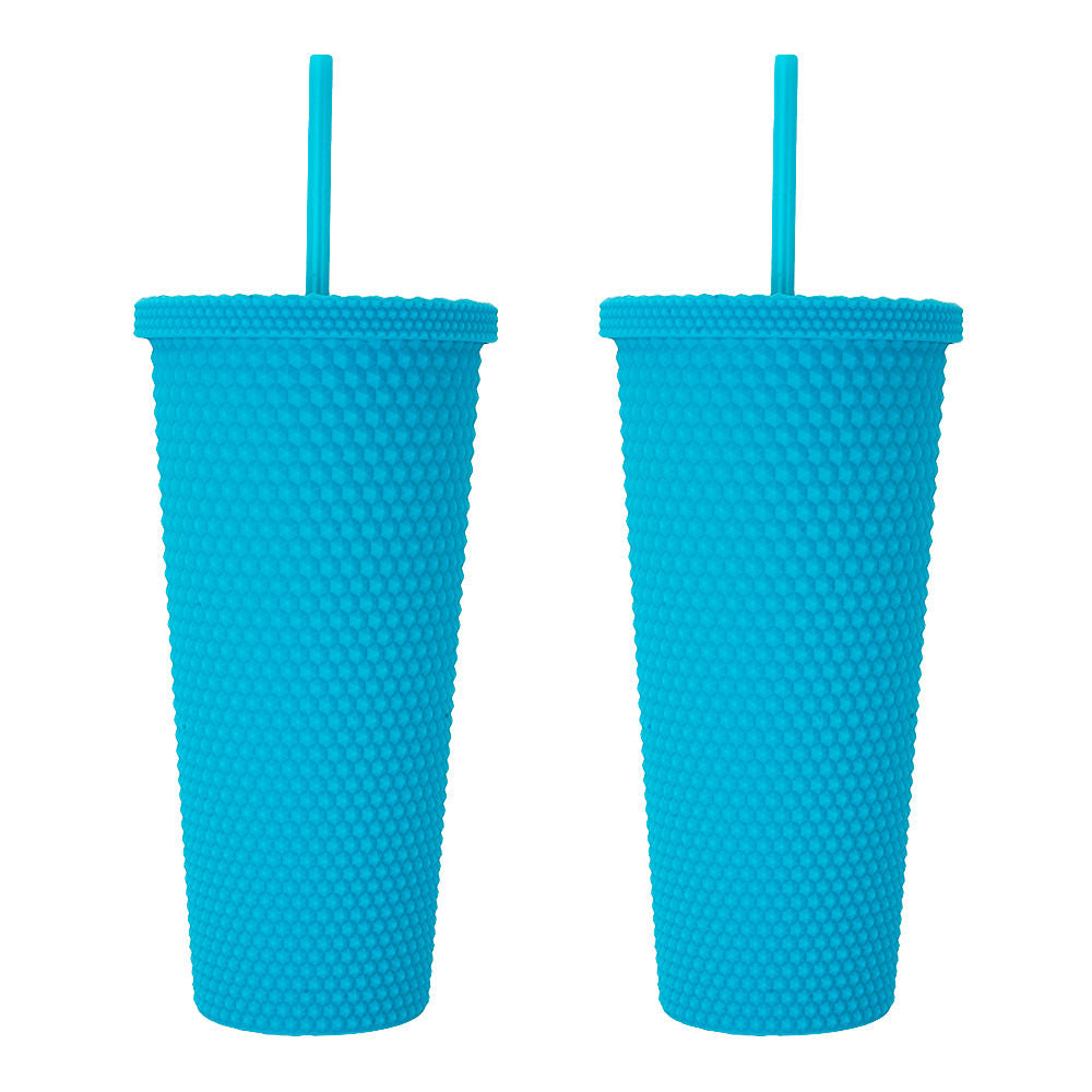 Pack Tu bebida favorita siempre contigo: Juego de 2 vasos con tapa y popote 710 ml Home Sweet Home