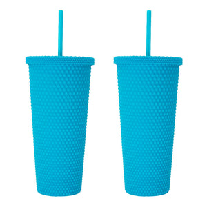 Pack Tu bebida favorita siempre contigo: Juego de 2 vasos con tapa y popote 710 ml Home Sweet Home