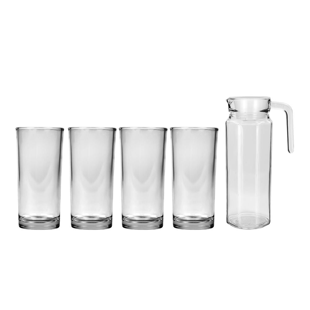 Pack Dúo perfecto para tus aguas frescas: Jarra con tapa 1.2 L HSH + 4 vasos cuberos 295 ml Lunita