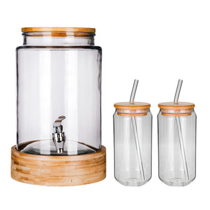 Pack Estación refresh en casa: Despachador de agua 6 litros HSH + Juego de 2 vasos con popote y tapa HSH