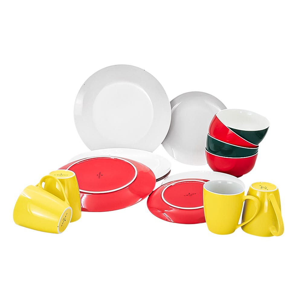 Vajilla de porcelana de 16 piezas Colorin Ánfora