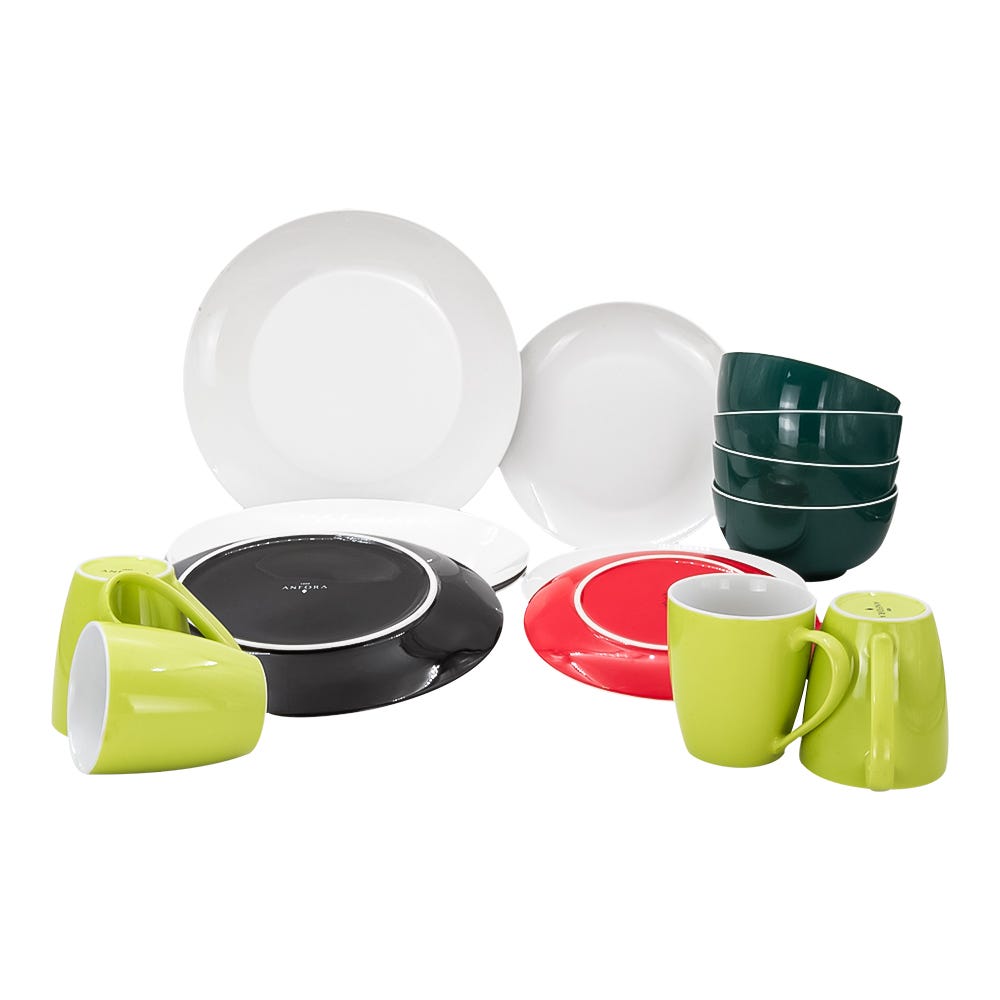 Vajilla de porcelana de 16 piezas Colorin Ánfora