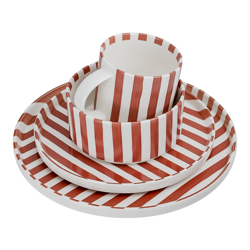 Vajilla de porcelana 16 piezas Caramelo rojo 10112 Ánfora