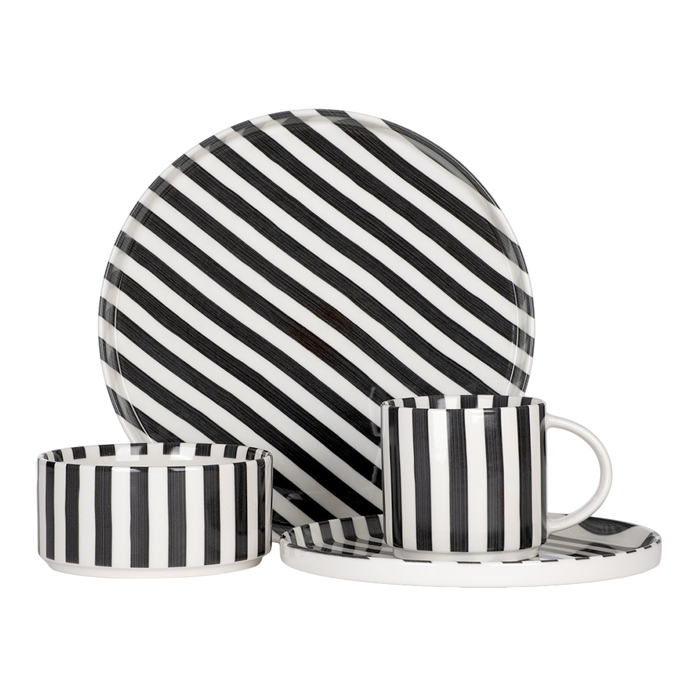 Vajilla de porcelana 16 piezas Caramelo negro 1011 Ánfora