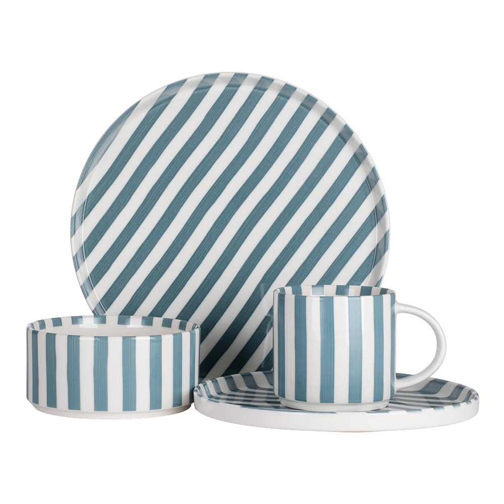 Vajilla de porcelana 16 piezas Caramelo azul 10112 Ánfora