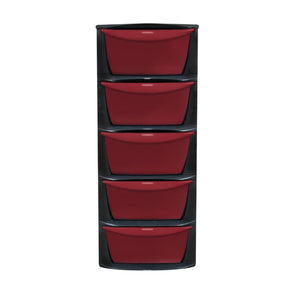 Cajonera 5 niveles Polipropileno Dinasty rojo con negro Mega