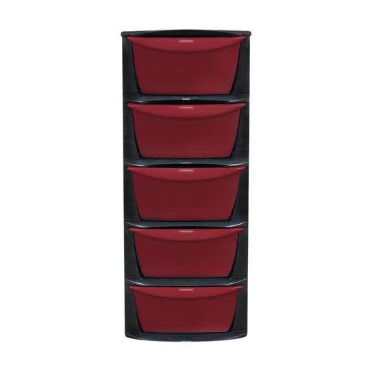 Cajonera 5 niveles Polipropileno Dinasty rojo con negro Mega