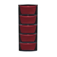 Cajonera 5 niveles Polipropileno Dinasty rojo con negro Mega