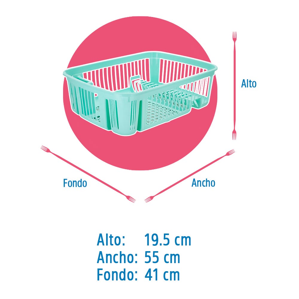 Escurridor de platos de polipropileno 41.5 x 55 cm AA112010VT Megaplast