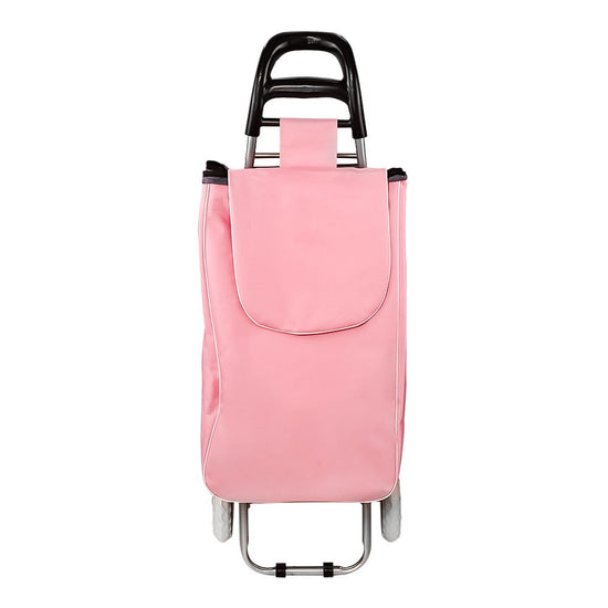 Carro de mandado plegable de acero y poliéster rosa pastel S/M Fast