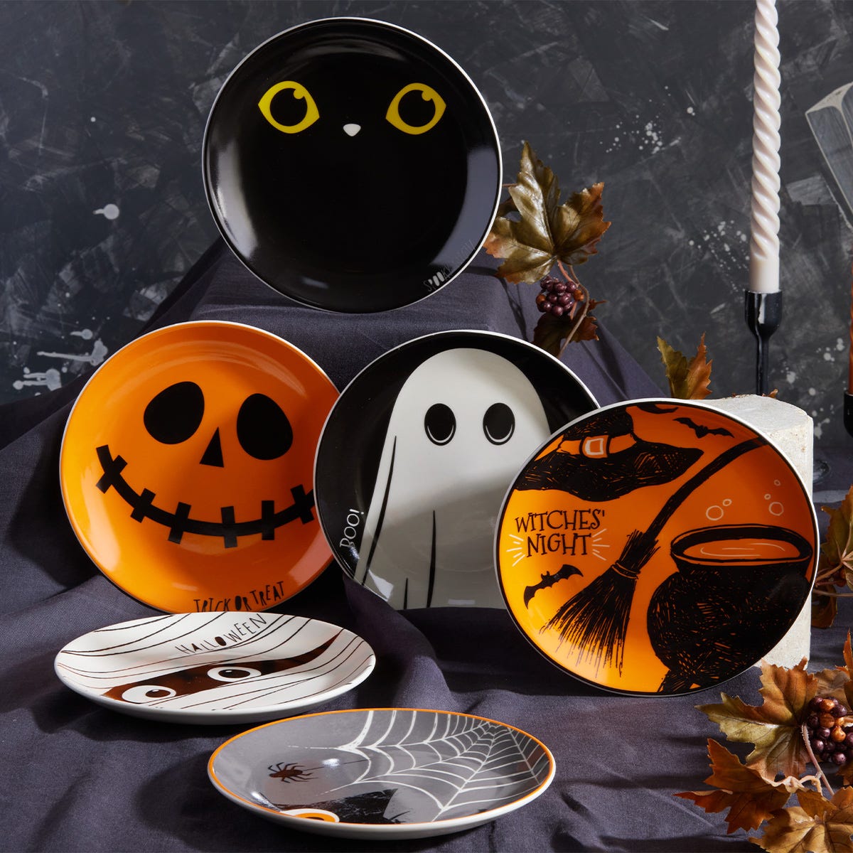 Plato postre de cerámica 20.1 cm Halloween Corona