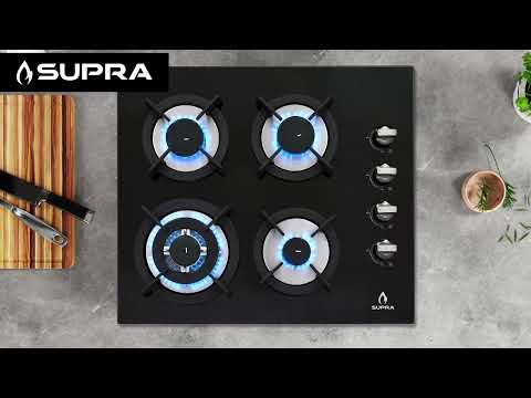 Estufa de gas 4 quemadores cristal templado 60 cm 4Q-EC-N Supra – vista 7