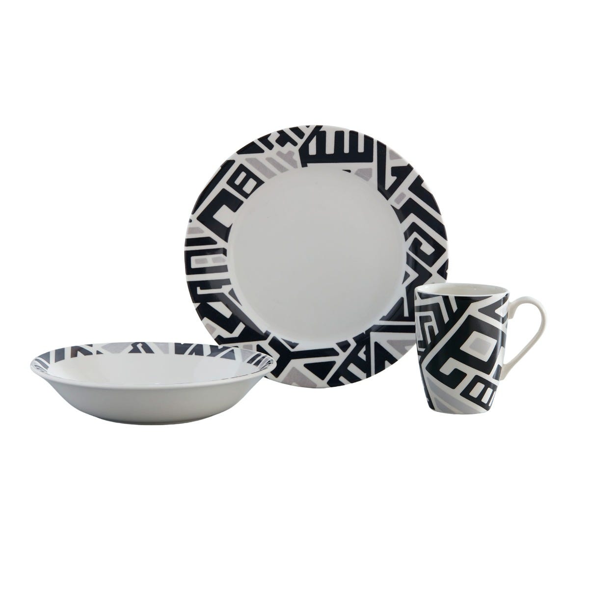 Vajilla de cerámica decorada 4 x 12 Bora VL175I040112 Corona